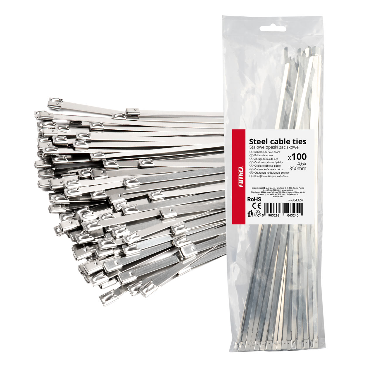 04324 Legaturi metalice din otel inoxidabi 4,6 х 350mm 100 buc