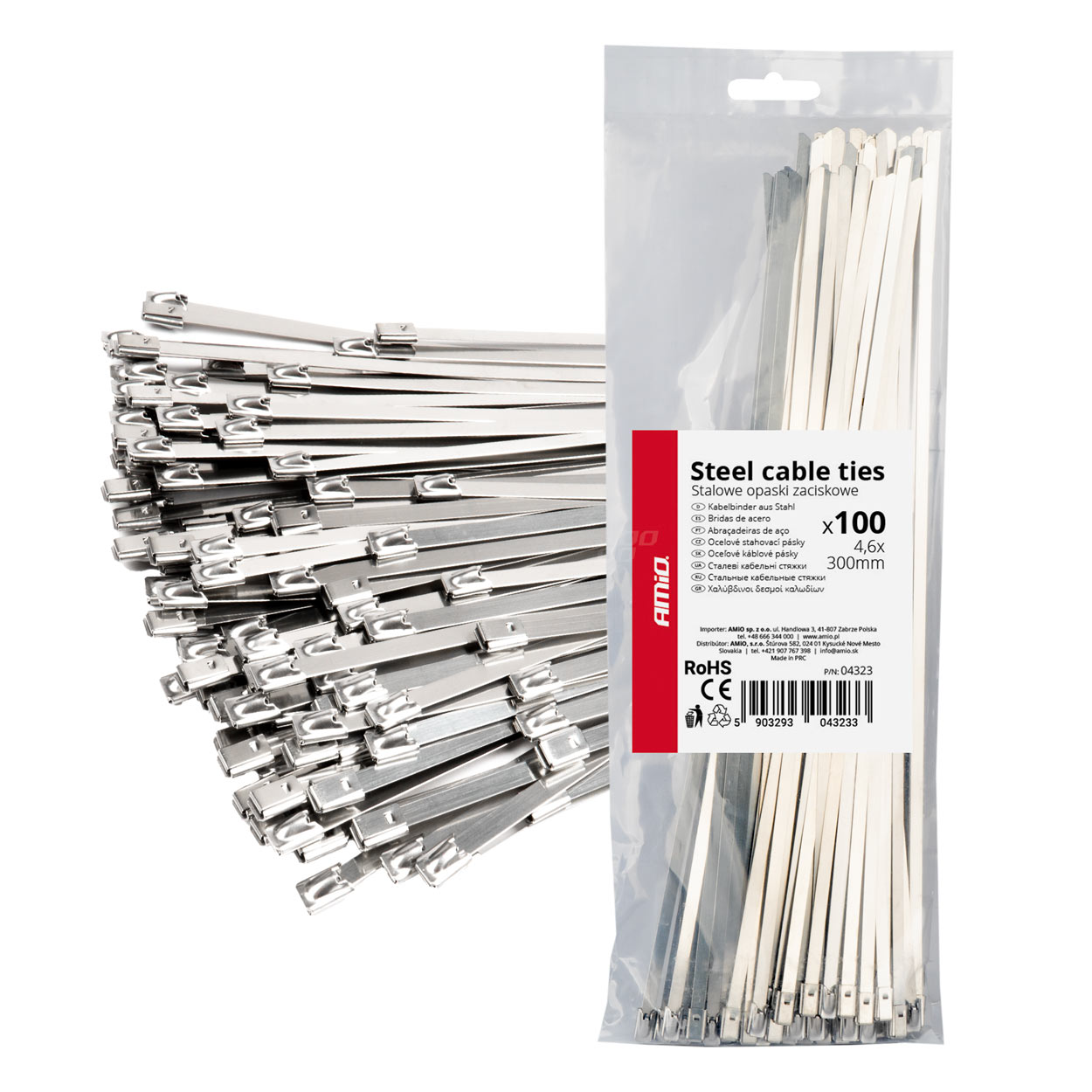 04323 Legaturi metalice din otel inoxidabi 4,6 х 300mm 100 buc
