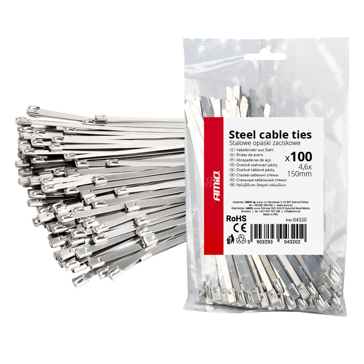 04320 Legaturi metalice din otel inoxidabi 4,6 х 150mm 100 buc