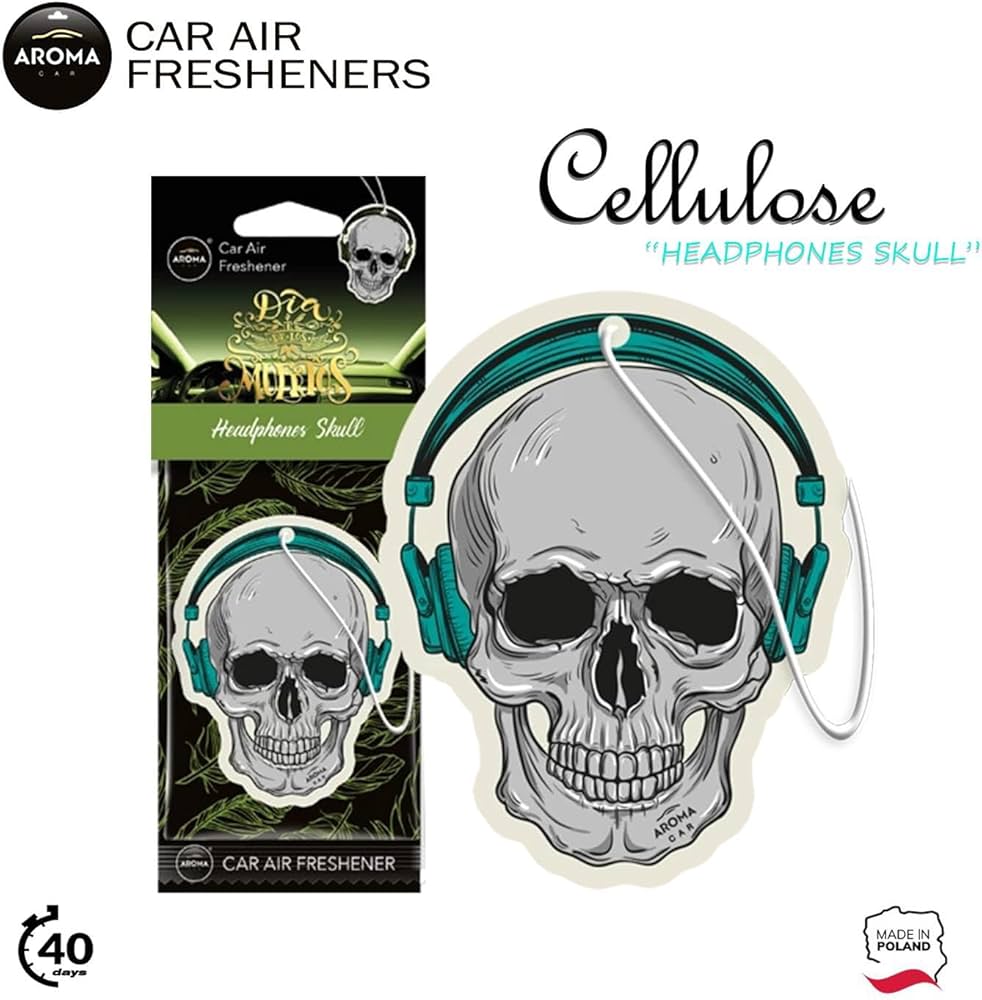 Aroma Car Cellulose Dia de Los Muertos  Headphones Skull aromatizator auto (24buc)
