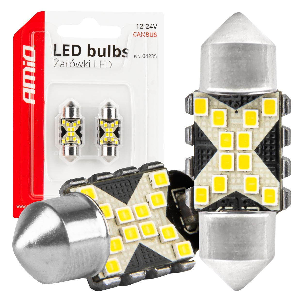 04235 Bec LED Canbus Festoon C5W 12SMD 2016 31mm Alb 12V/24V 
