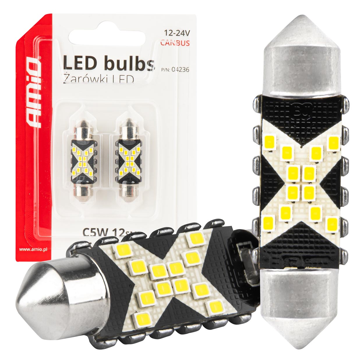 04236 Bec LED Canbus Festoon C5W 12SMD 2016 36mm White 12V/24V 
