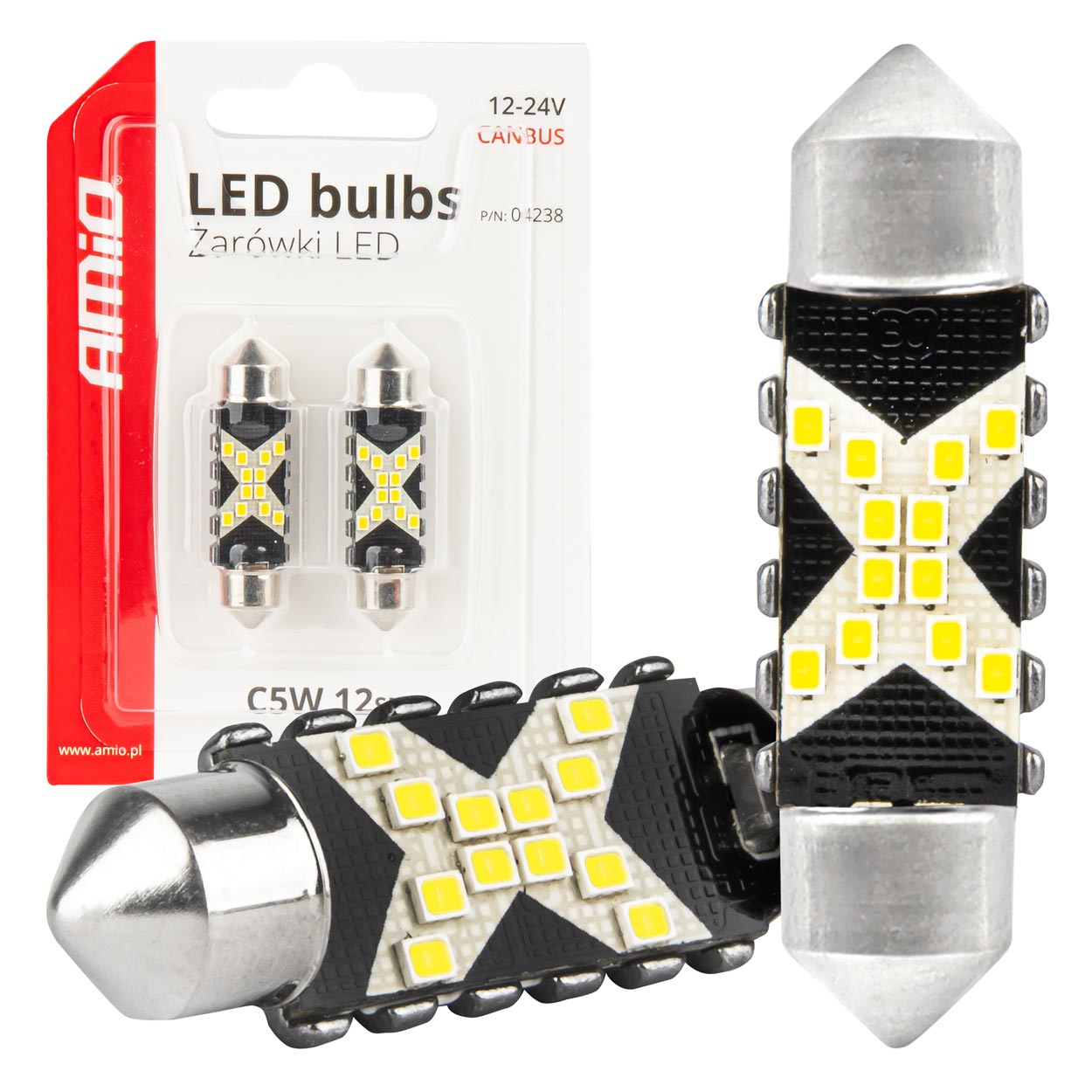 04238 Светодиодные лампы LED Canbus  Festoon C5W 12SMD 2016 41mm White 12V/24V 
