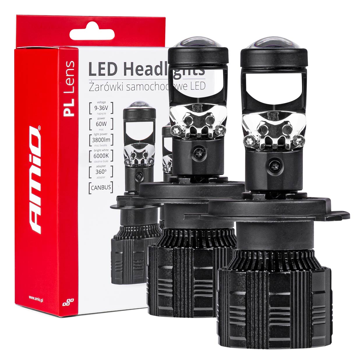 03667 Светодиодные лампы LED HEADLINGHTS PL CANBUS 60W 9-36V H4/H19 WITH LENS PROJECTOR 