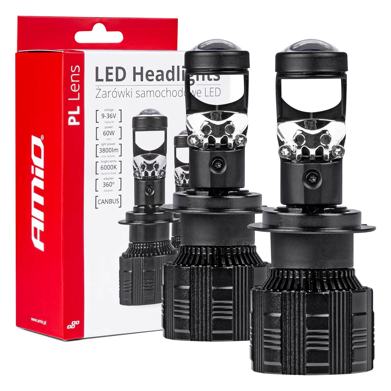 03668 Светодиодные лампы LED HEADLINGHTS PL CANBUS 60W 9-36V H7/H18 WITH LENS PROJECTOR 