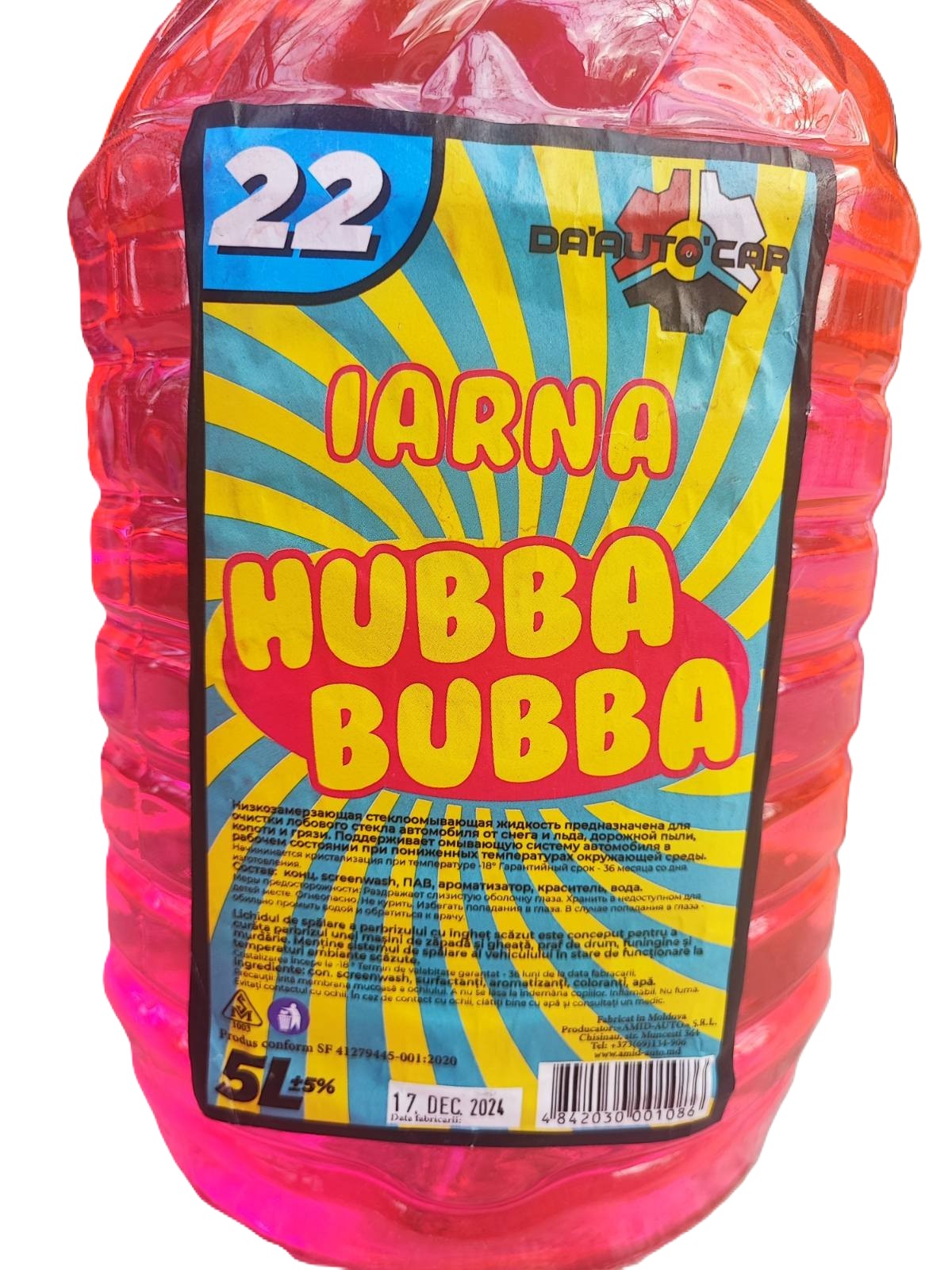 Lichid de parbriz IARNA "DA'AUTO'CAR" -20* Hubba Bubba 5L.