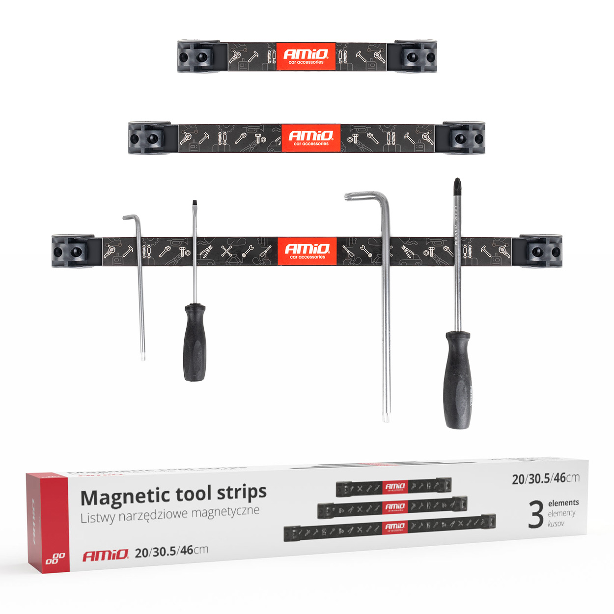 04263 Set benzi magnetice pentru suporturi de scule 1x20cm 1x30,5cm 1x46cm/
