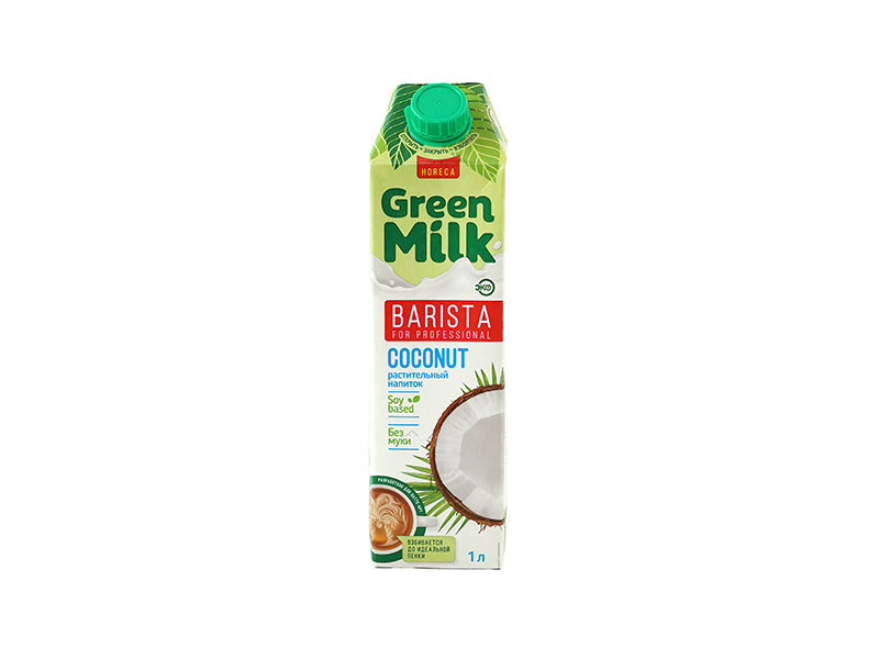 Молоко растительное на соевой основе "GreenMilkBarista" - кокосовое