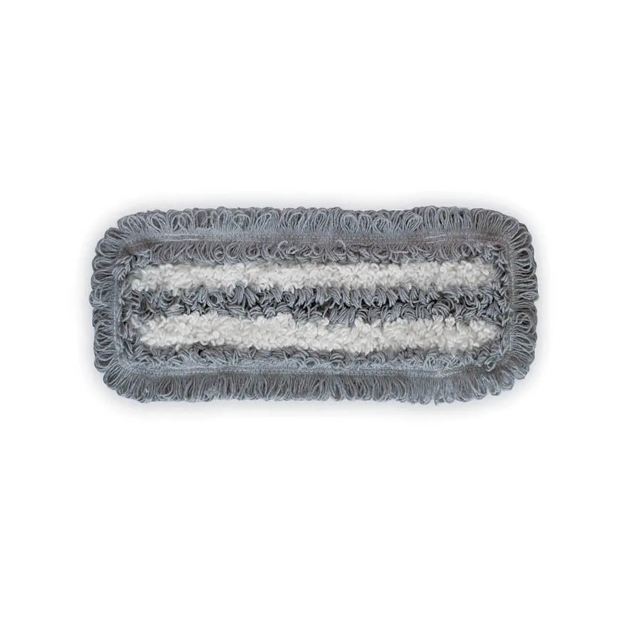 Grey - Mop plat bumbac/microfibra 40x13 cm, irechi și buzunărași - FRAN01322