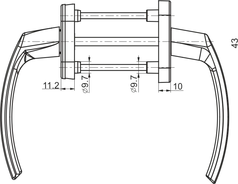 Mâner dublu (interior-exterior) pentru balcon asimmetric