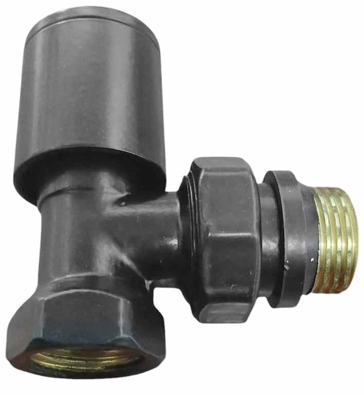 Robinet calorifer coltar Tur D. 1/2" FI/FE (negru mat)  RADIVA