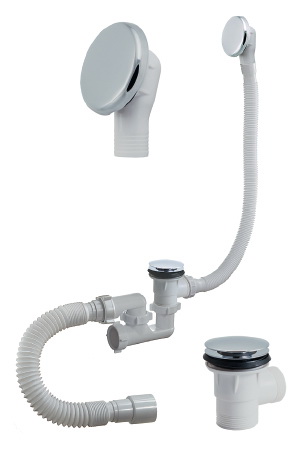 Sifon cada D. 1.1/2" x 40 reglabil, click-clack (plat), cu preaplin si furtun gofrat 40/50  ORIO