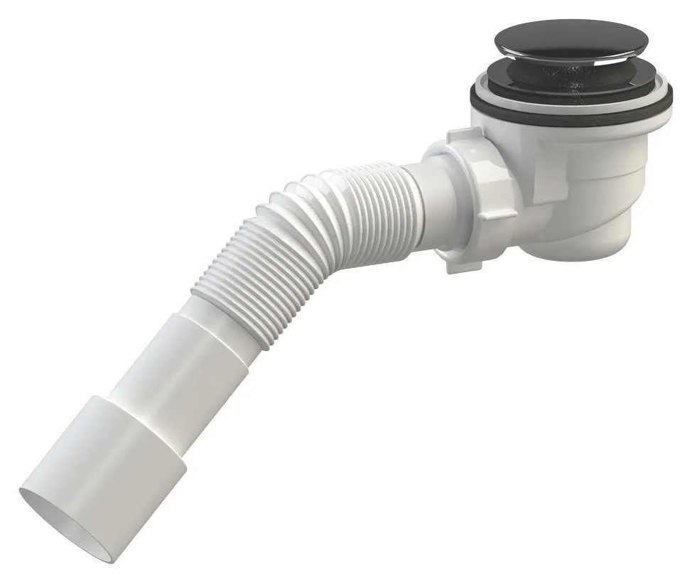 Sifon cadita dus D. 1.1/2" x 50 H=70 mm, grila plastic/crom, cu furtun gofrat 40/50 L=400 mm  SOLOPLAST