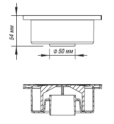 Sifon de pardoseala PP D. 50 vertical nereglabil (alb) (150 x 150 x 54 mm)  ORIO