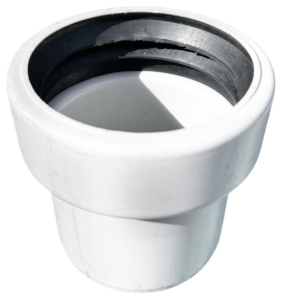 Piesa trecere PVC - fonta D.124 x 110 cu garnitura (alba)
 EGEPLAST
