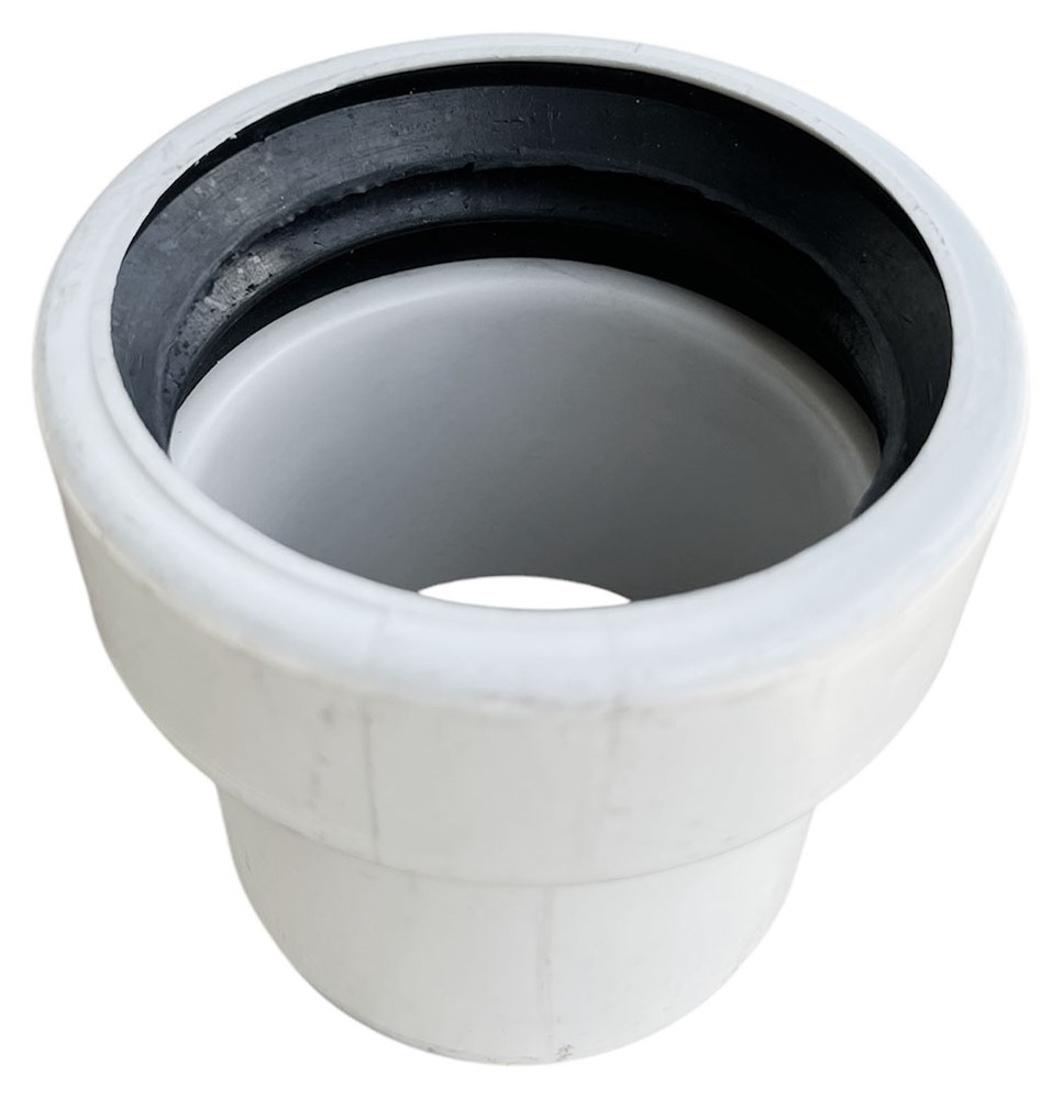 Piesa trecere PVC - fonta D.124 x 110 cu garnitura (alba)
 EGEPLAST