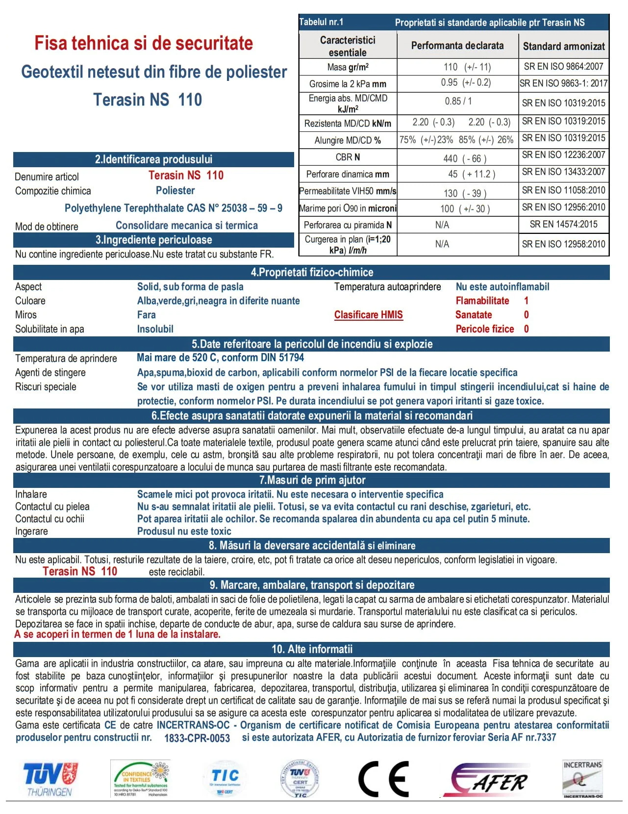 Геотекстиль 200 г/м² TERASIN NS (2x50м=100 м²/рулон)