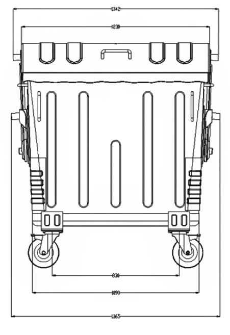 Cos pentru transportarea deseurilor 1100 L galvanizat pe roti (1.2 mm) GC