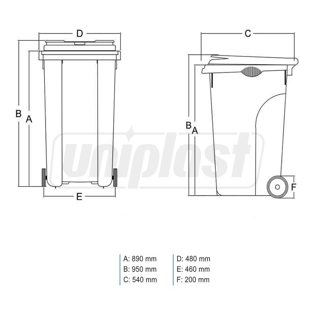 Cos pentru transportarea deseurilor 1100 L galvanizat pe roti (1.2 mm) GC