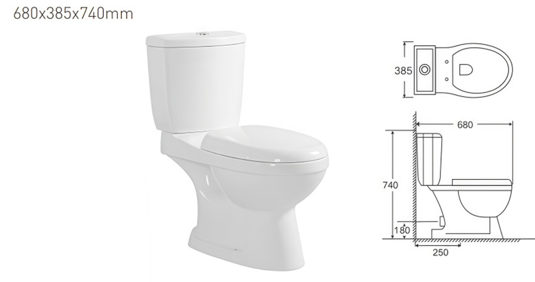 Compact 3-6 L cu alimentare inferioara, cu capac, scurgere 90° GX-12012 xxx  GOXEA