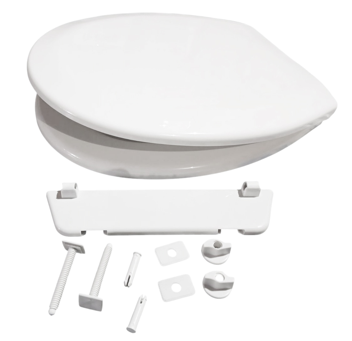 Capac WC din polipropilena universal (alb) cu fixare din plastic, 369х464 mm СУ-4  SOLOPLAST