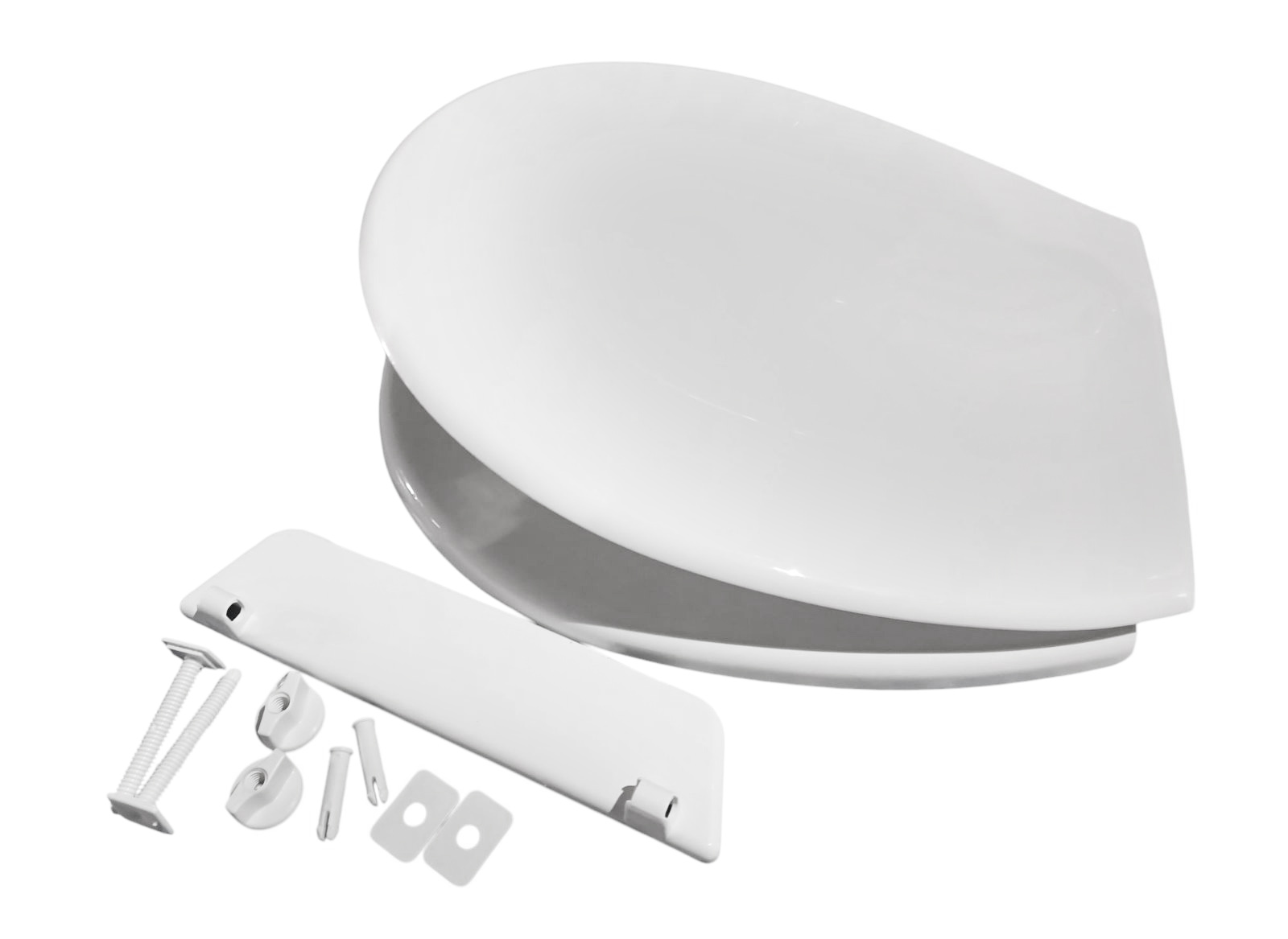 Capac WC din polipropilena universal (alb) cu fixare din plastic, 362х464х50 mm СП13  SOLOPLAST