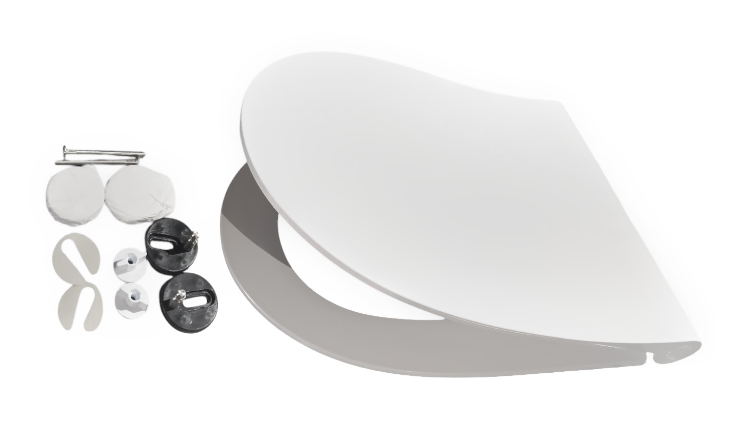 Capac WC polipropilen, universal (alb), cu eliberare rapida cu microlift, 346х442 mm СП12-Д  SOLOPLAST