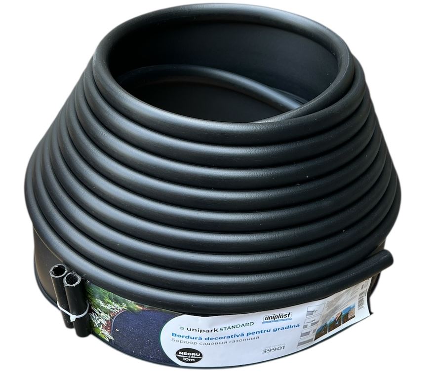 Бордюр садовый газонный 110 мм х 20 мм x 10 м (черный)  Unipark STANDARD  UNIPLAST