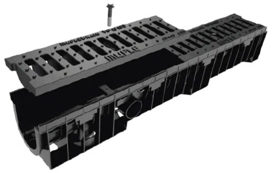 Rigola canalizare HDPE cu grila din fonta С250 1000x200x160 mm VIP  MUFLESYSTEM