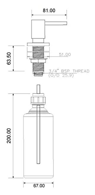 Dozator pentru sapun lichid patrat 0.5 L (crom) SOAP-SQ-CPB  MCALPINE