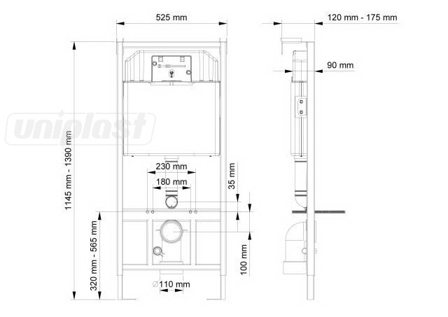 Инсталляция для подвесных унитазов 3/6 l SLIM 80 без кнопки (A112-001)  VISAM