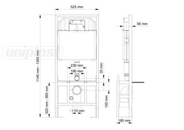 Rezervor incastrat pentru vas WC suspendat 3/6 l (Free Standing) SLIM 80 fara buton (A112-002)  VISAM