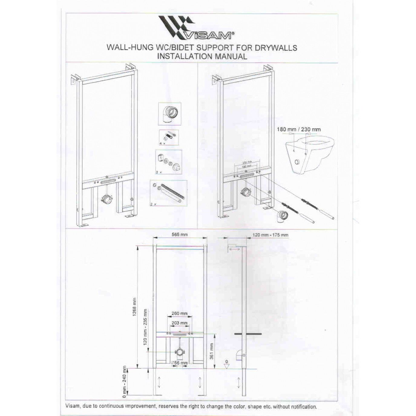 Cadru metalic pentru bideu QUICK / EASY INSTALLATION fara buton (893-002)  VISAM