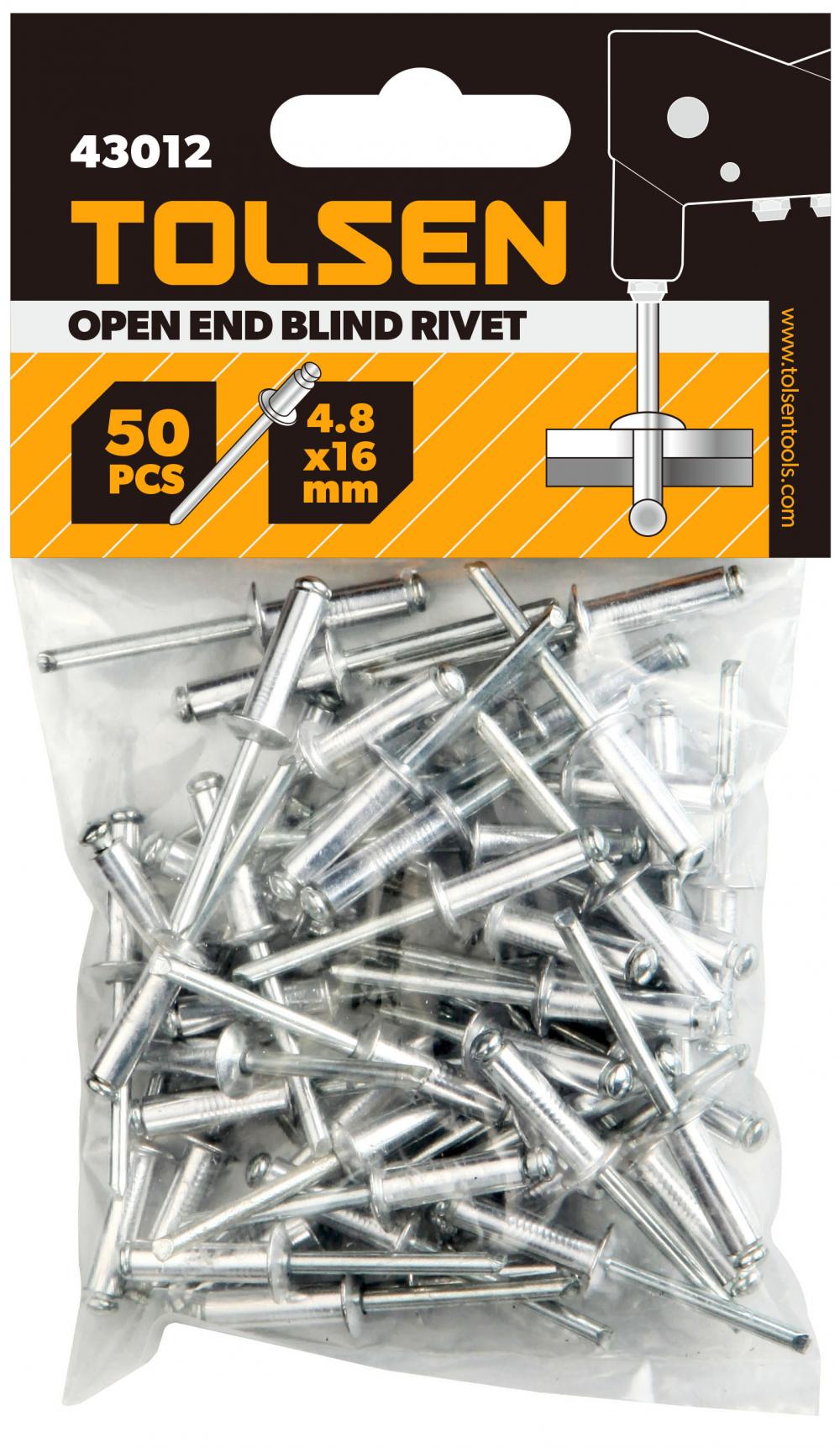 Nituri aluminiu 4.8 x 16 mm (50 buc.)  TOLSEN