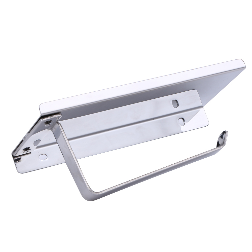 Suport hartie igienica cu raft depozitare telefon sau alte accesorii (inox)