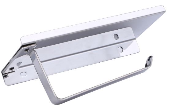 Suport hartie igienica cu raft depozitare telefon sau alte accesorii (inox)
