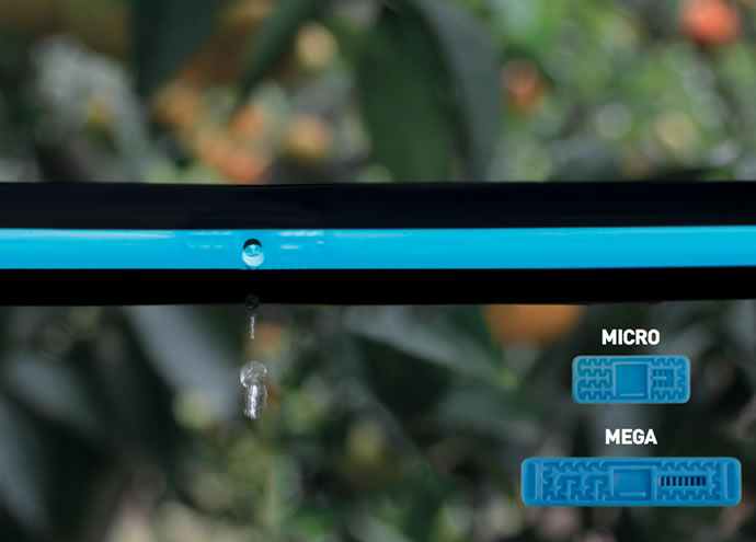 Banda pentru irigatii prin picurare D. 16 mm, 6 mil, 20 cm, 0.8 bar, 1.3 LPH Aquadrop/Dropline  PLASTIC-PUGLIA