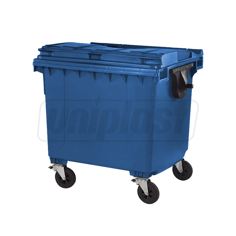 Cos pentru transportarea deseurilor 1100 L din plastic pe roti (albastru) UNI