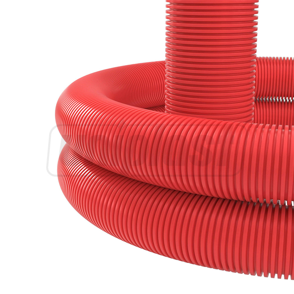 Труба D.125 (106.2 мм) для кабеля HDPE 250 N/m ELCOR, гофрированная, двухслойная (красная)