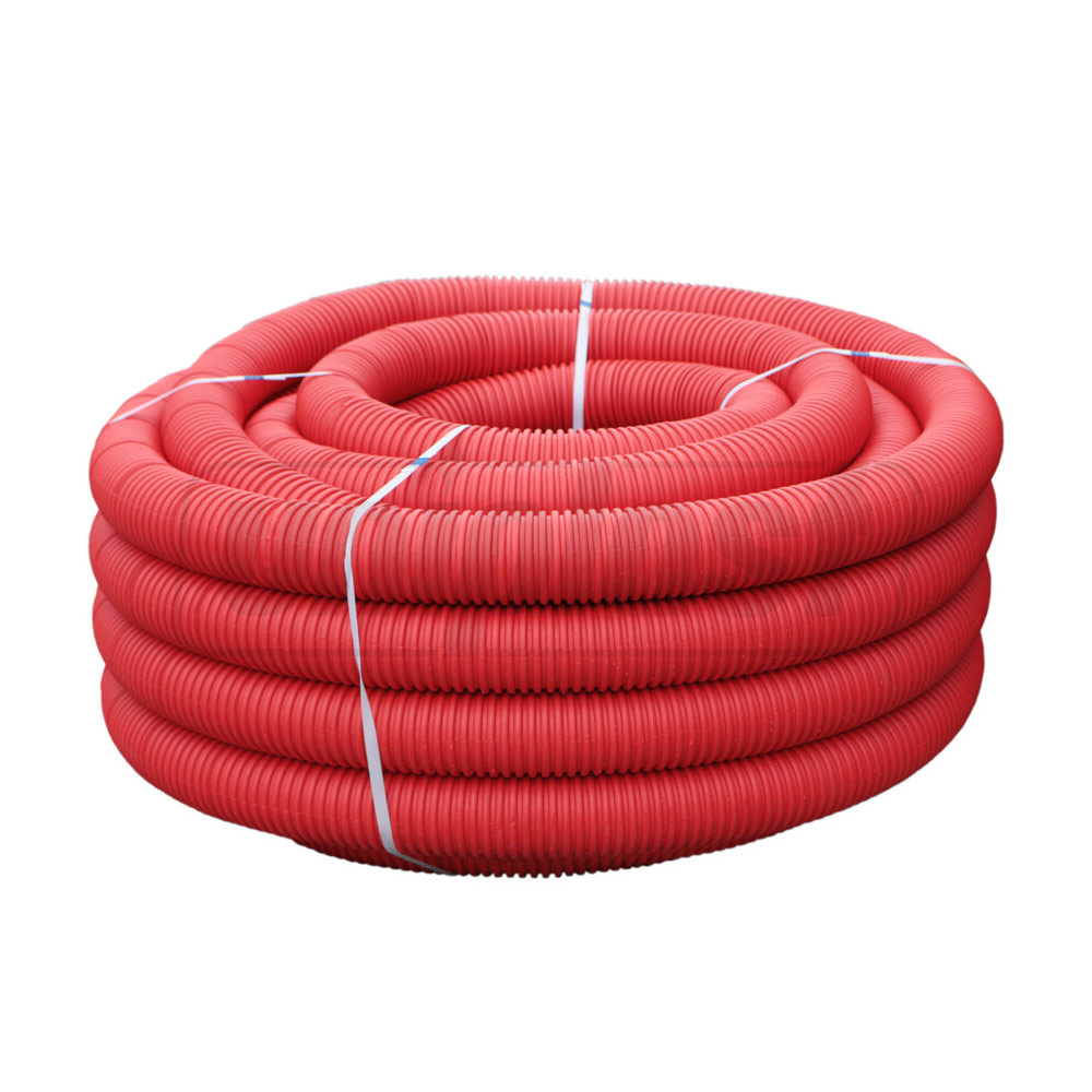 Труба D.125 (106.2 мм) для кабеля HDPE 250 N/m ELCOR, гофрированная, двухслойная (красная)