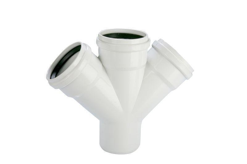 Ramificatie dubla PVC D. 50 x 50 / 45° (alba)  EGEPLAST