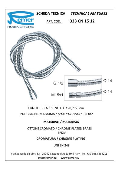 Furtun de dus L=1.5 m 333CN512  REMER