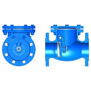 Supapa fonta de retinere flanse cu clapeta D.100 PN10 L=300 mm (8 gauri)  WATO