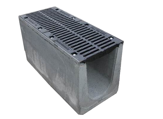 Gratar fonta canalizare (2 buc.) cu rigola beton  500xH510(610) mm L=1 m EN124 E600