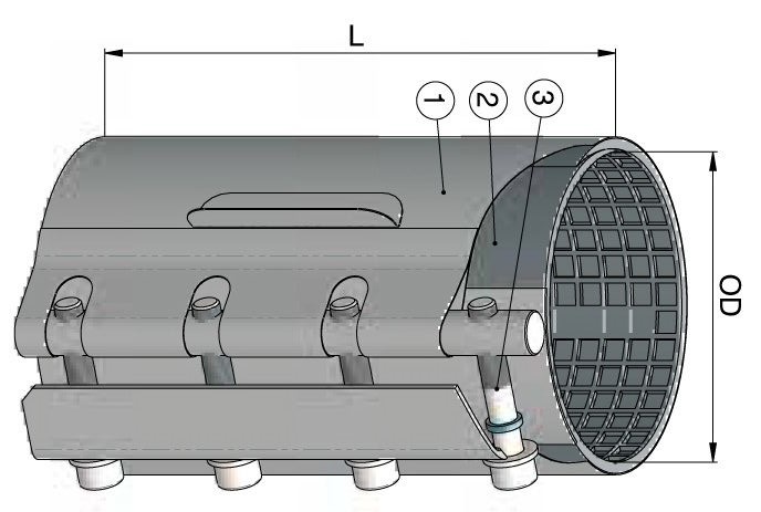 Хомут ремонтный D.118-125 PN16 L=250 мм (однополосный)  WATO
