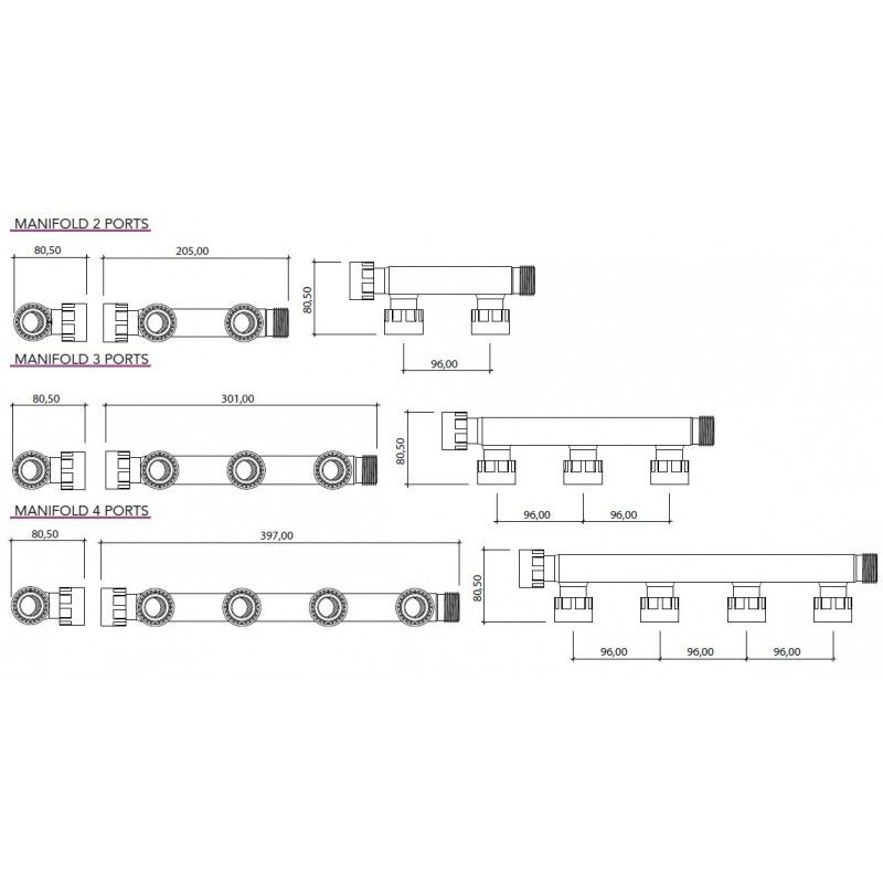 Ramificatie-distribuitor D. 1" FI/FE pentru 2 electrovane (irigare)