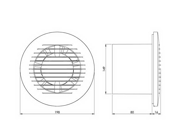 Ventilator rotund D.100 E-EXTRA - EA100 - 100 m³/h, 15 W  EUROPLAST