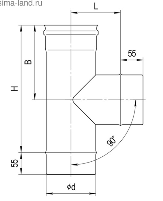 Teul 90° (430/0.5 mm) D.115  FERRUM fm11.115.1F ES