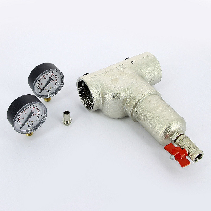 Фильтр самопромывной D.  1/2" М/М 300 мкм PN16 (2 манометра D. 1/4" + кран для слива D. 3/8" П/М) Art. 189  ITAP