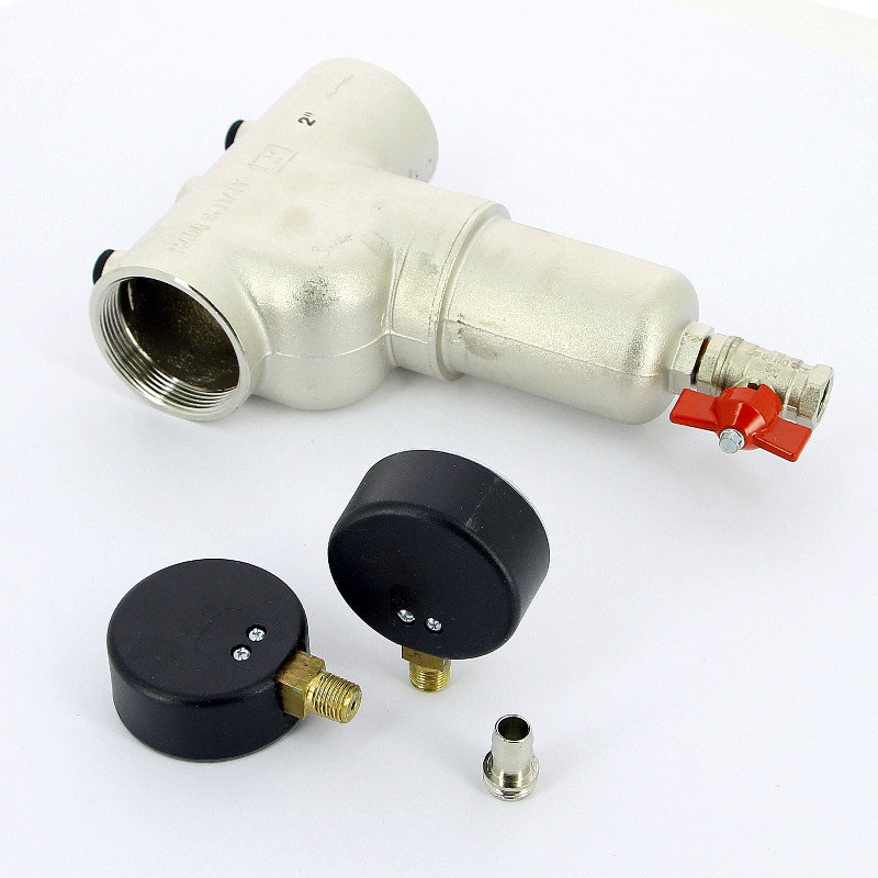 Filtru autocuratire D. 1.1/2" FI/FI 300 mcm PN16 (cu 2 manometre D. 1/4" si robinet golire D. 3/8" FE/FI) Art. 189  ITAP